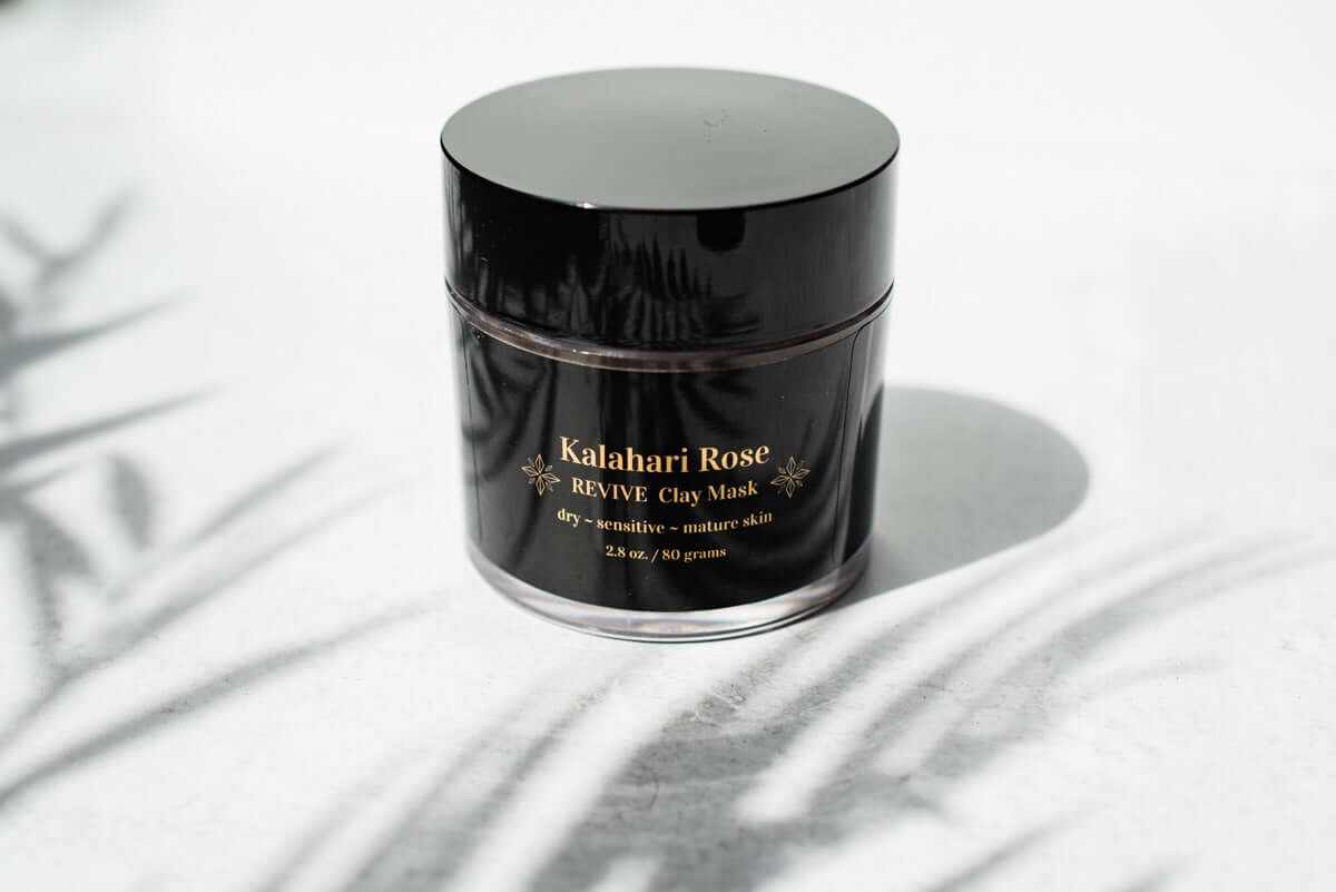 Kalahari Rose Revive Clay Mask jar — natural detoxifying face mask